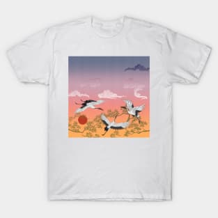 Cranes at sunset T-Shirt